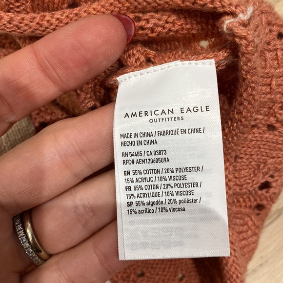 NEW American Eagle AE Patchwork Button Sweater Vest, Green/Cream/Pink, Women’s S - Picture 11 of 12